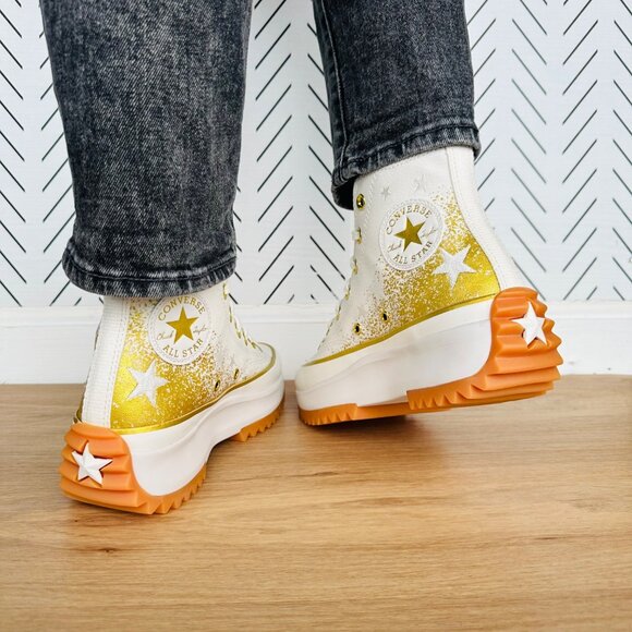 ❤️Converse Run Star Hike Hi Women Shoes Sz 7.5 Embroidered Stars Sneaker A12900C - Picture 5 of 13